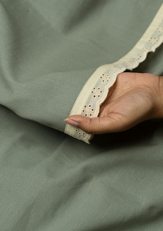 Hakoba Basil Green Lace Trim Fabric