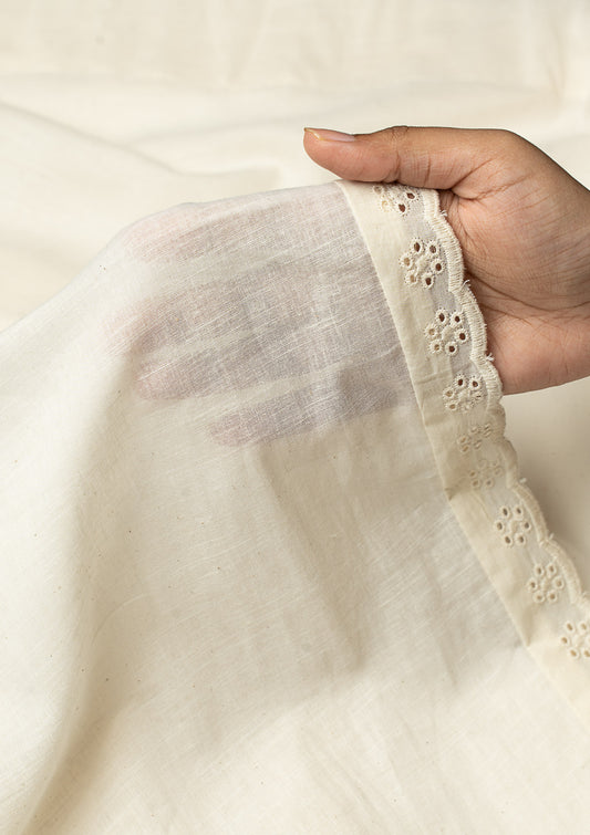 Hakoba Cream Sheer Lace Trim Fabric