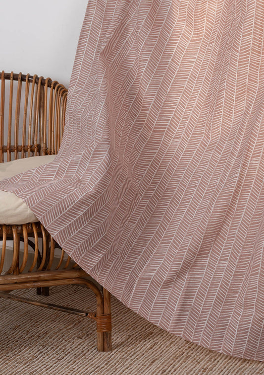 Rustle Mohogany Geometric Style 100% cotton Fabric - Room darkening - Rust