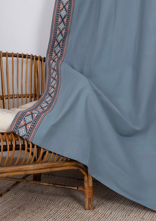 Tara Mist Blue Printed Cotton Fabric