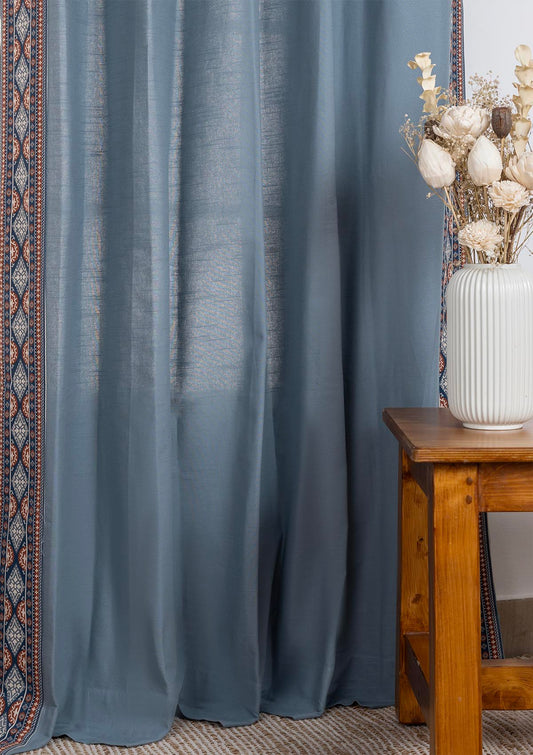 Tara Mist Blue Printed Cotton Fabric