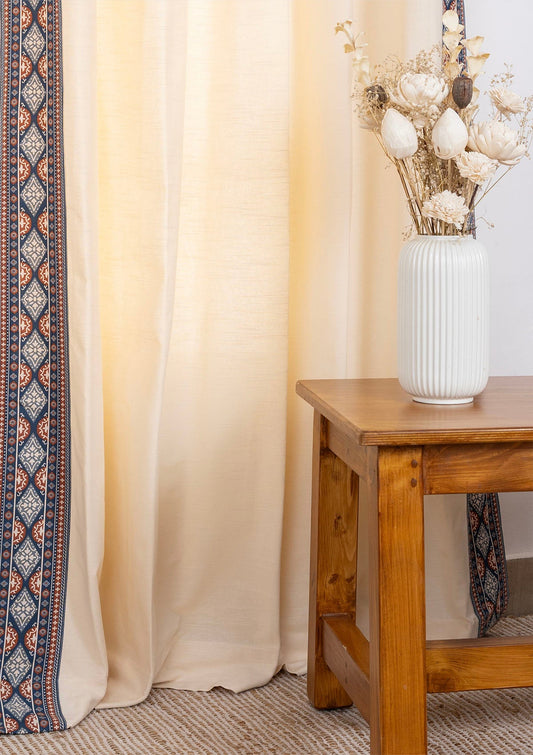 Tara Cream Printed Cotton Fabric
