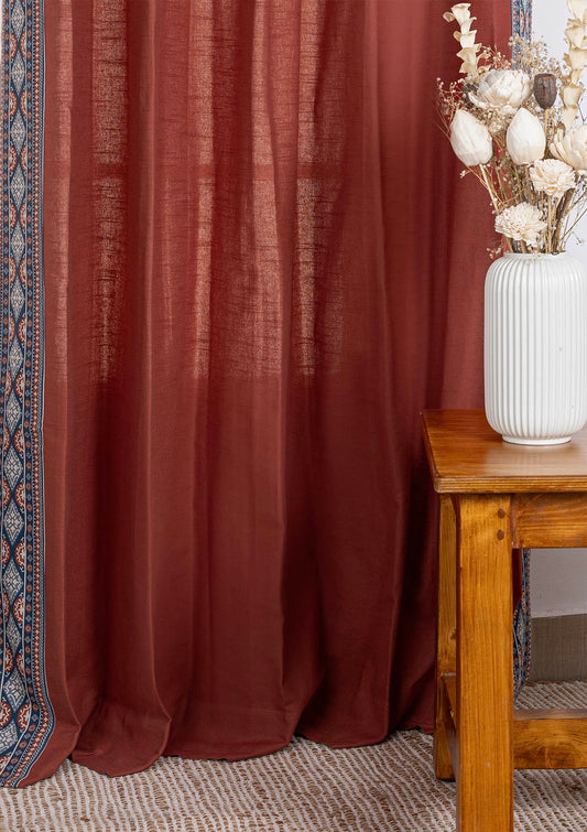 Tara Brick Red Printed Cotton Fabric