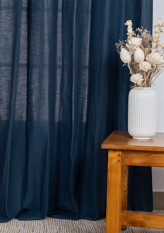 Indigo Blue Solid Slub Cotton Fabric