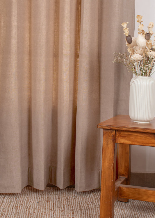 Pink Sand Solid Linen Cotton Fabric - Room darkening - Pink