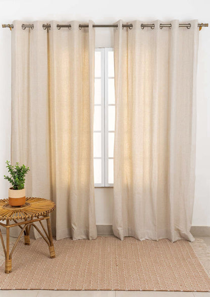 Solid linen Fabric - Beige