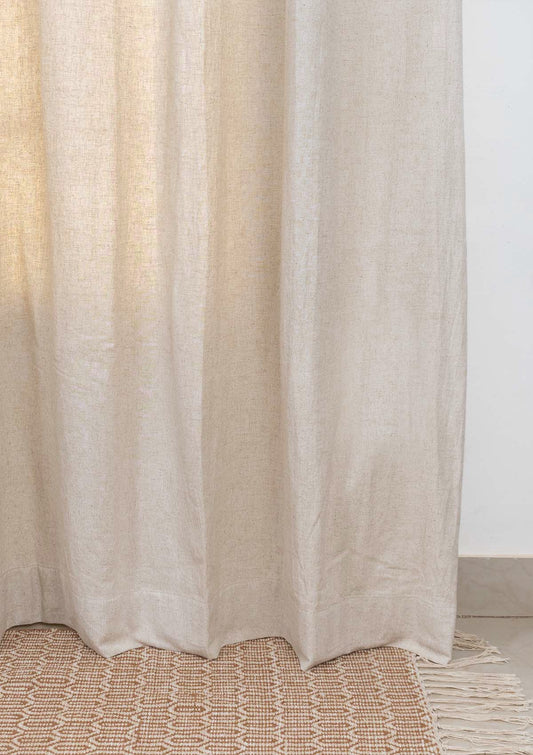 Solid linen Fabric - Beige