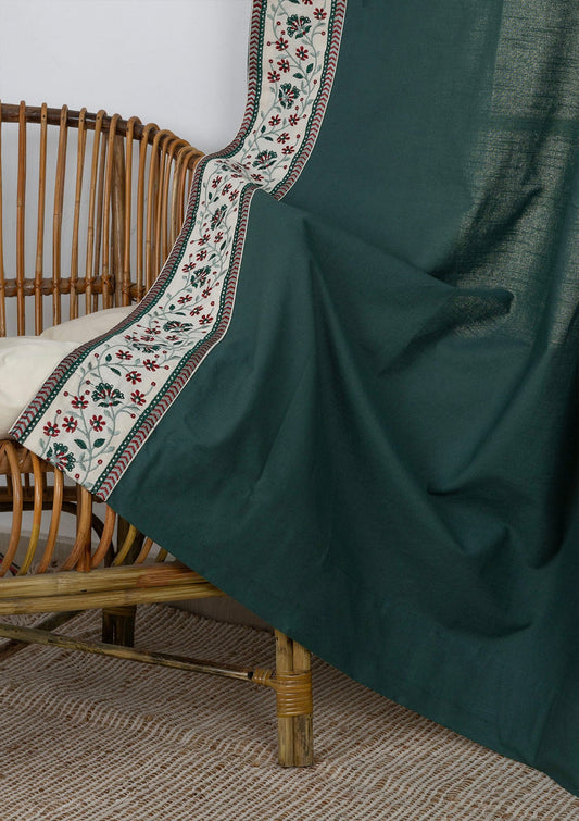 Kadamba Jade Green Embroidery Cotton Fabric