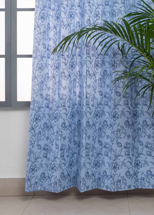 French Farmhouse printed cotton Fabric - Blue