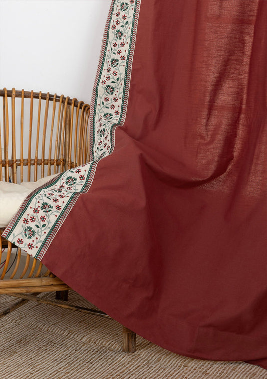 Kadamba Crimson Red Embroidery Cotton Fabric