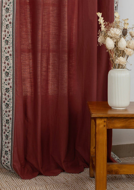 Kadamba Crimson Red Embroidery Cotton Fabric