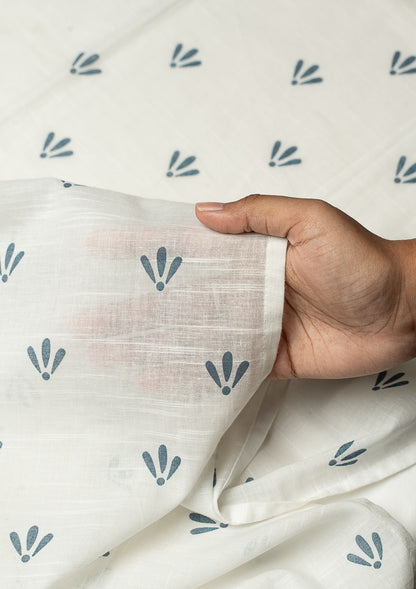Aniseed printed sheer Fabric - Indigo
