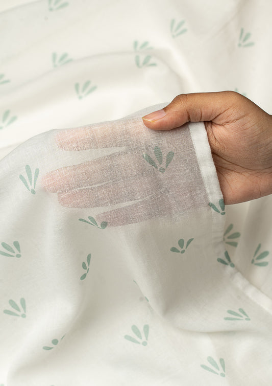 Aniseed printed sheer Fabric - Nile Blue