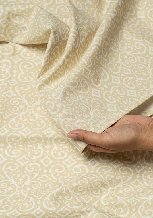 Antique printed cotton Fabric - Cream