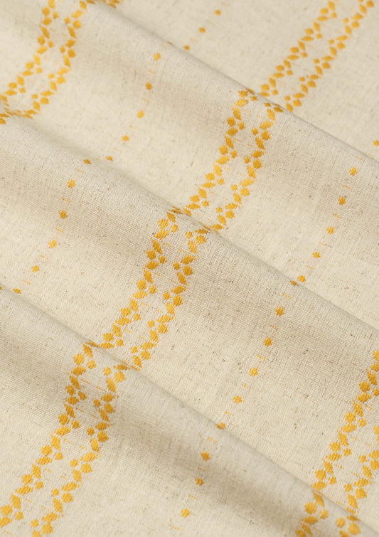 Aster Woven Textured Linen Fabric - Beige & Mustard