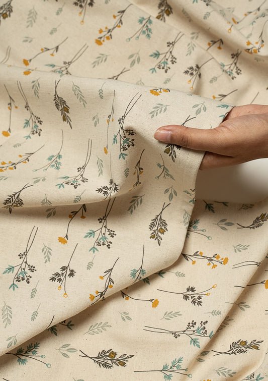 Blooming Meadows printed cotton Fabric - Beige