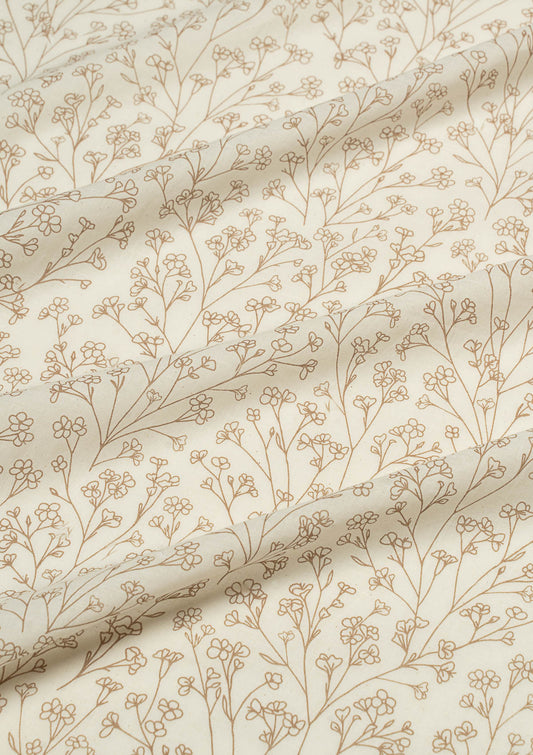 Canopy 100% cotton floral sheer fabric for living room - Light filtering - Brown