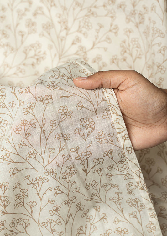 Canopy 100% cotton floral sheer fabric for living room - Light filtering - Brown