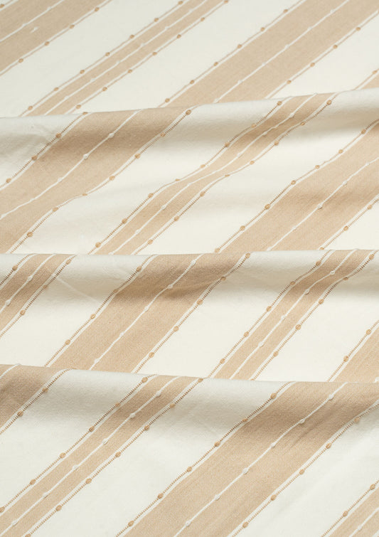 Caramel embroidered printed cotton fabric - Cream