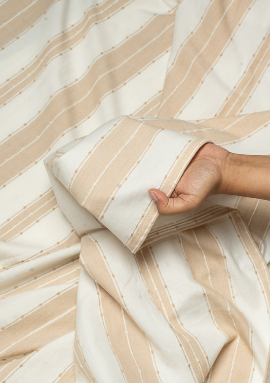 Caramel embroidered printed cotton fabric - Cream