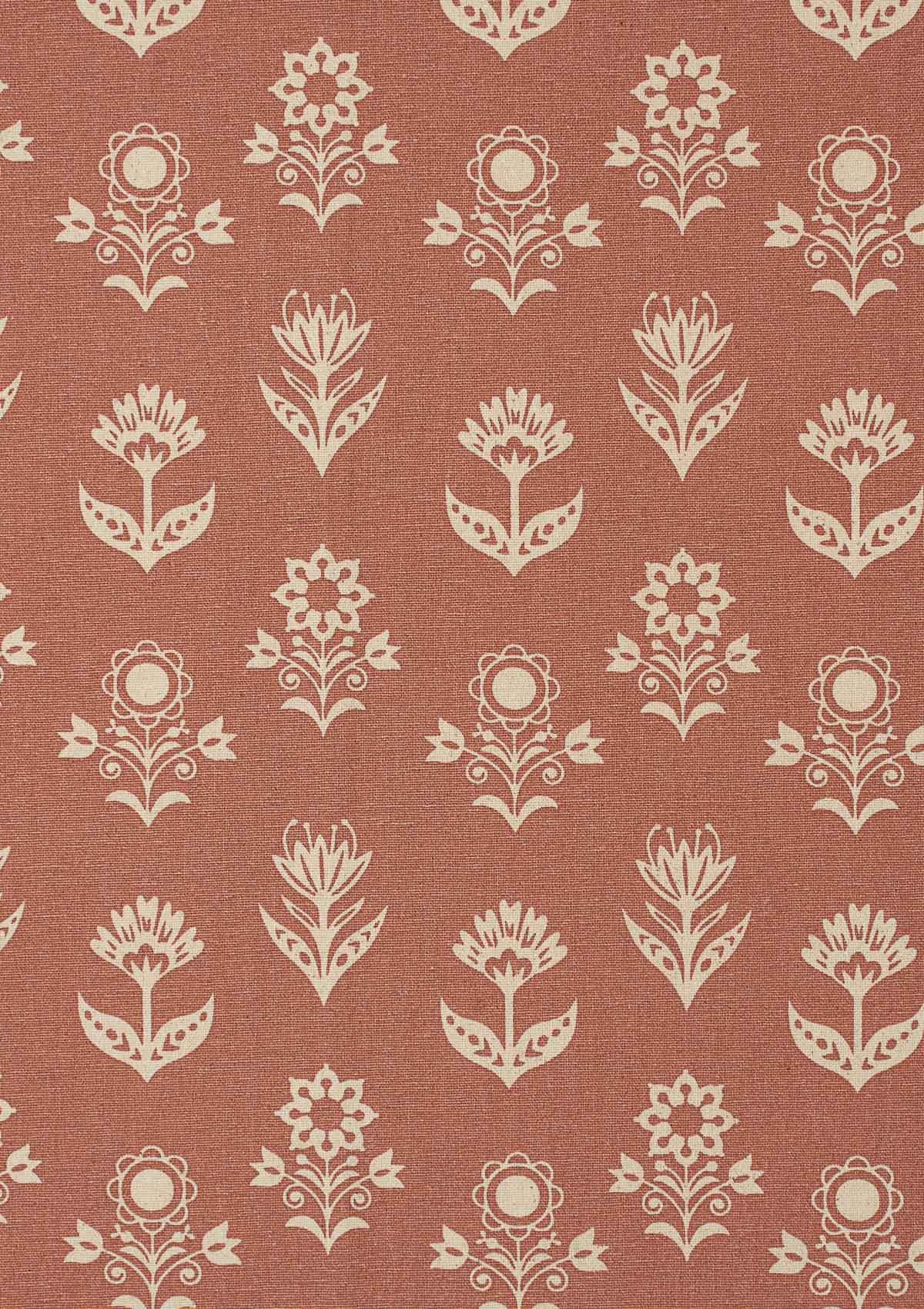 Dahlia printed cotton Fabric - Rust