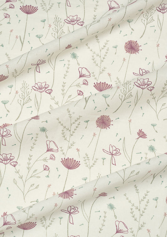 Drifting dandelion printed cotton Fabric - Lavender