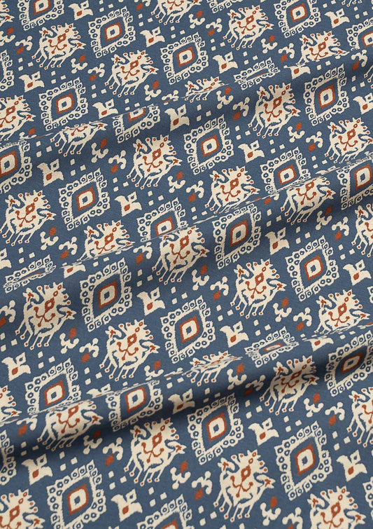 Durbar Ikat Geometric Printed 100% Cotton Fabric for Living Room and Bedroom - Room Darkening - Multicolor