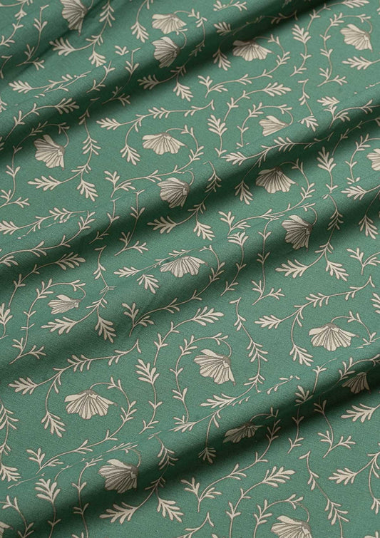 Eden aqua blue 100% cotton floral fabric for bed room -Room darkening