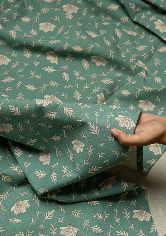 Eden aqua blue 100% cotton floral fabric for bed room -Room darkening
