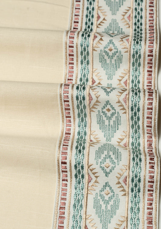 Elba Cream Embroidery Trim Fabric