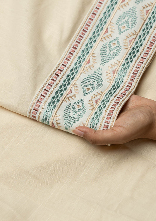 Elba Cream Embroidery Trim Fabric