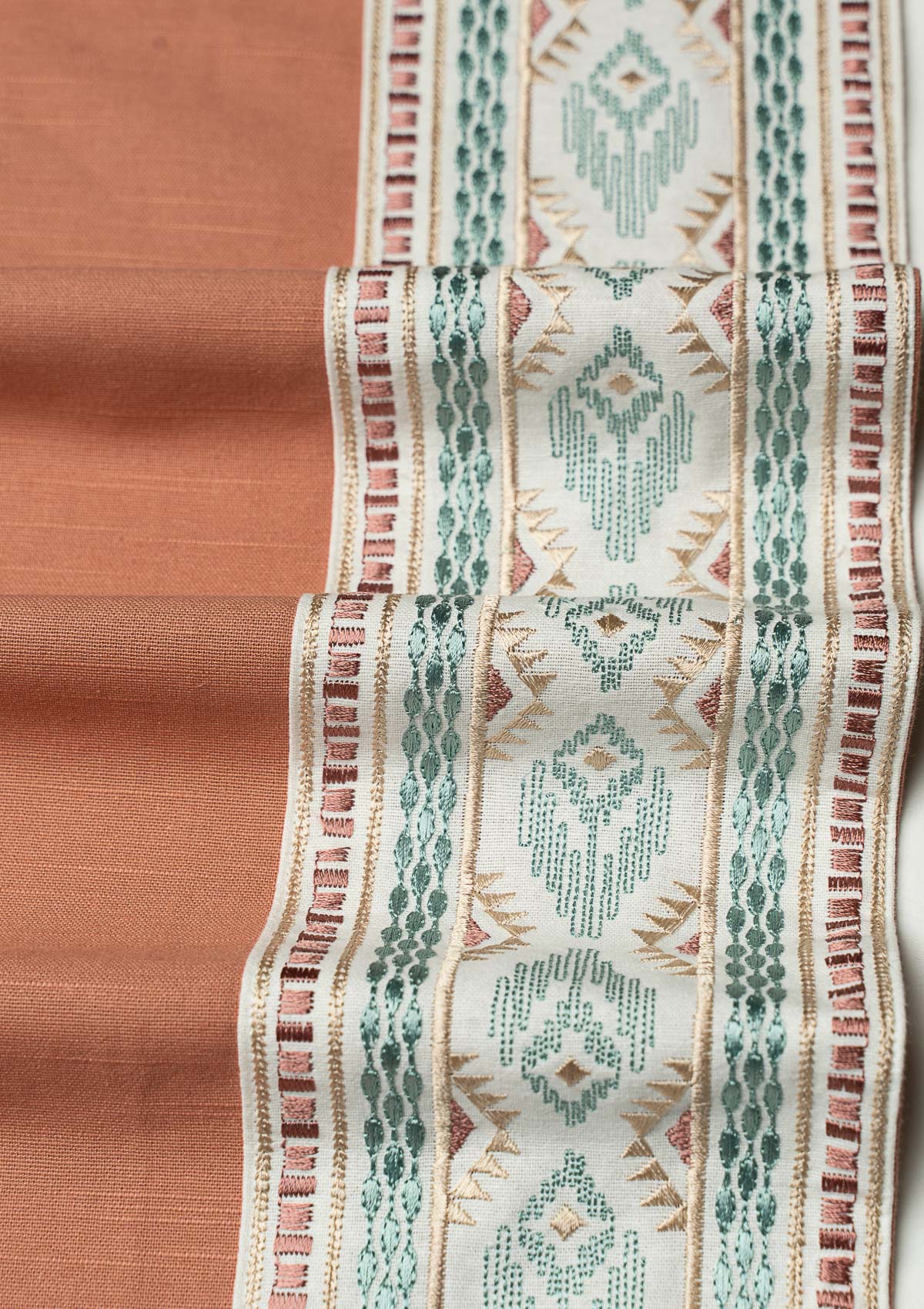 Elba Rust Embroidery Trim Fabric