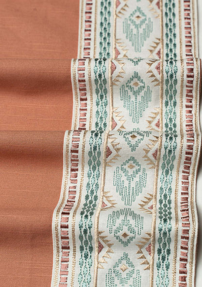 Elba Rust Embroidery Trim Fabric