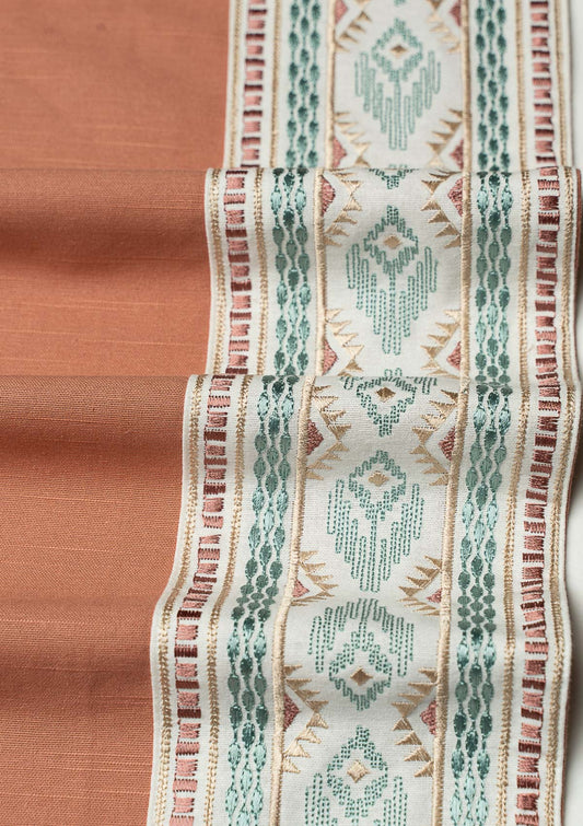Elba Rust Embroidery Trim Fabric