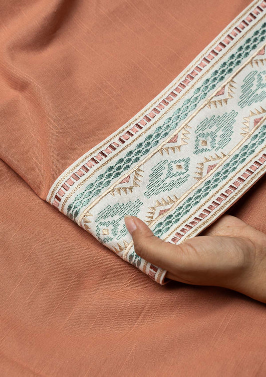 Elba Rust Embroidery Trim Fabric