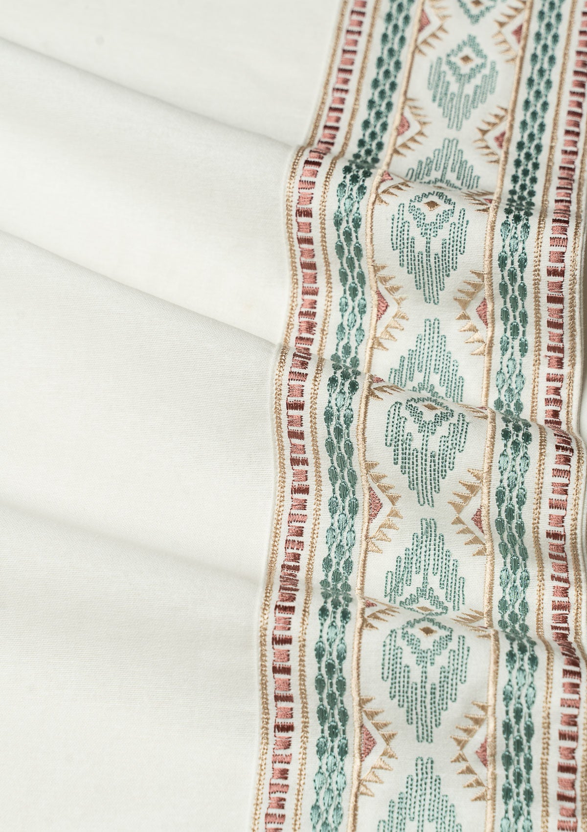 Elba White Embroidery Trim Fabric