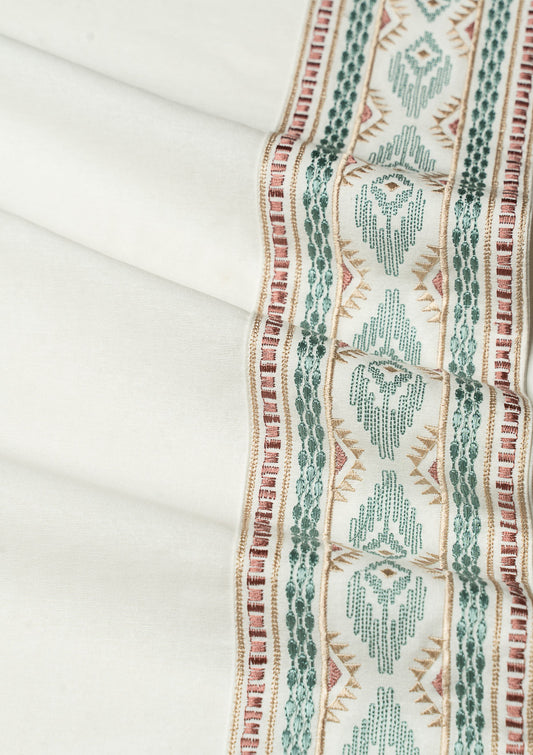 Elba White Embroidery Trim Fabric