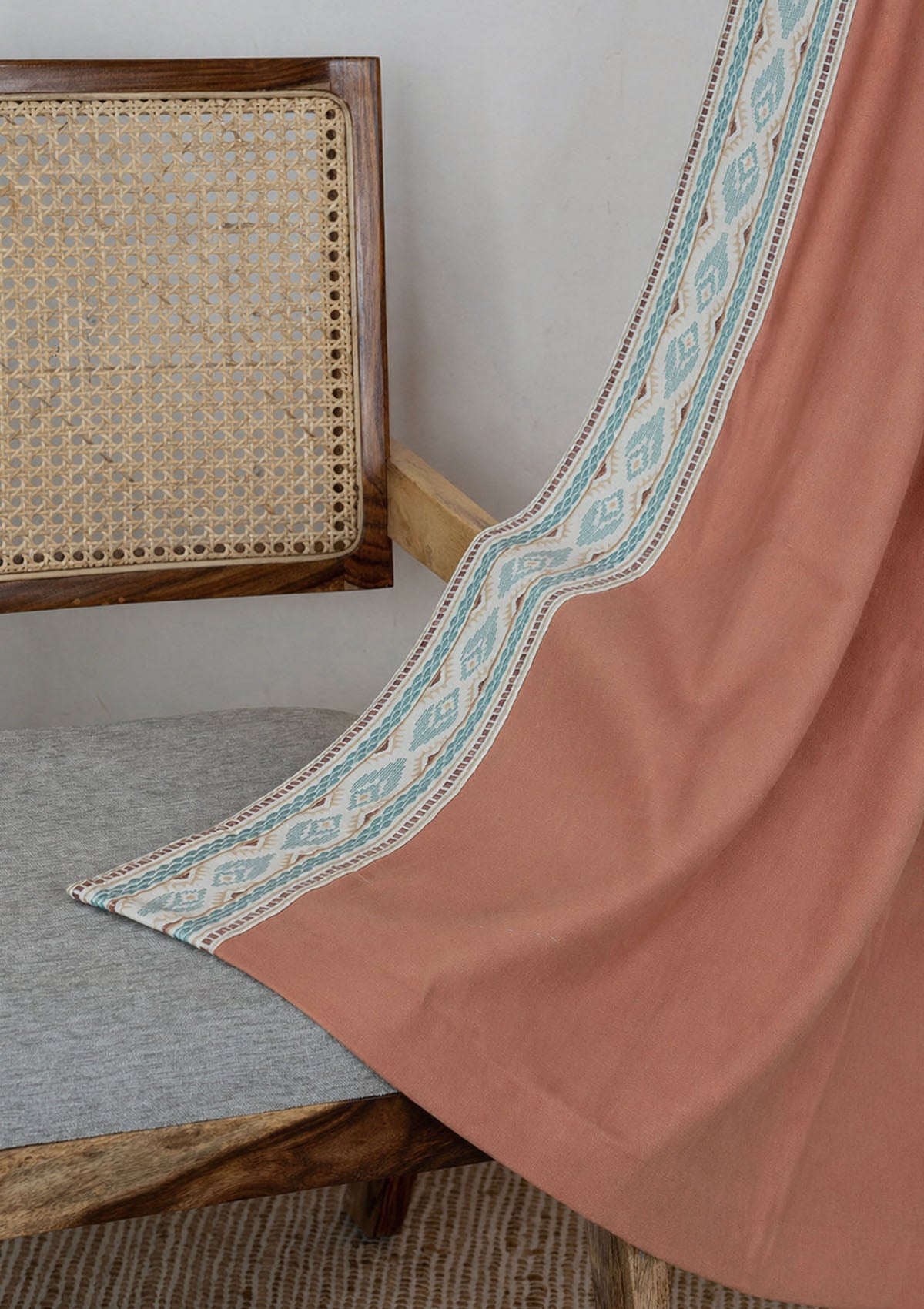 Elba Rust Embroidery Trim Fabric
