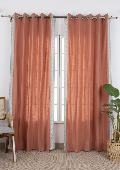 Elba Rust Embroidery Trim Fabric