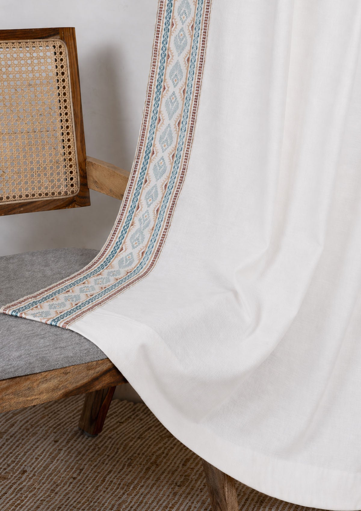 Elba White Embroidery Trim Fabric