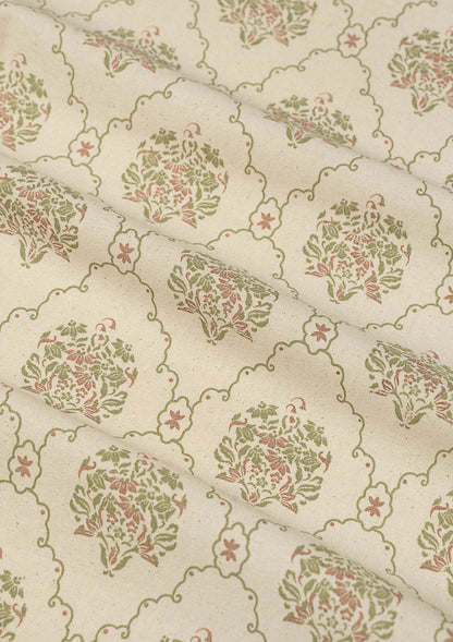 Fable modern floral-geometric 100% cotton Fabric - Room darkening - Multicolor