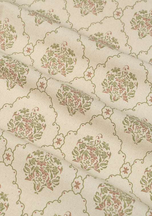 Fable modern floral-geometric 100% cotton Fabric - Room darkening - Multicolor