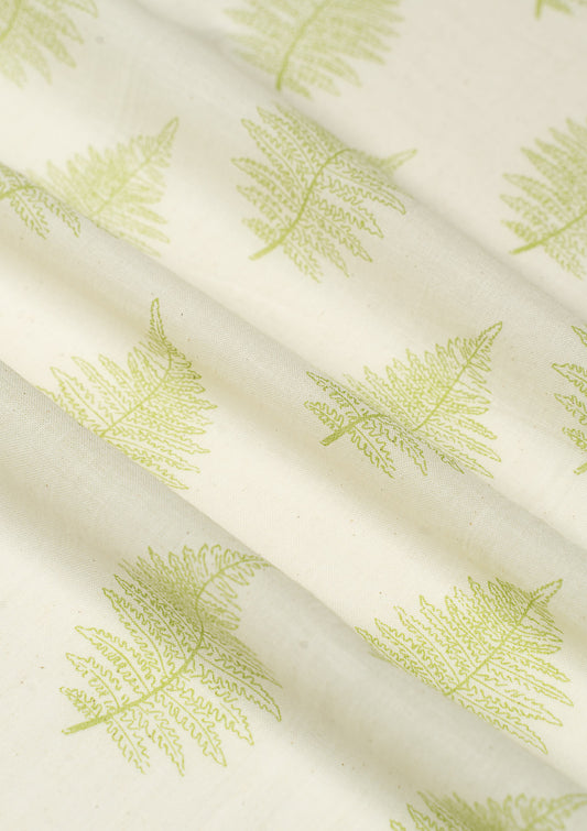 Floating Ferns printed sheer Fabric - Green
