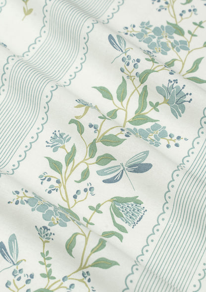 Flutter floral 100% cotton Fabric for living room - Light Reduction - Nile Blue