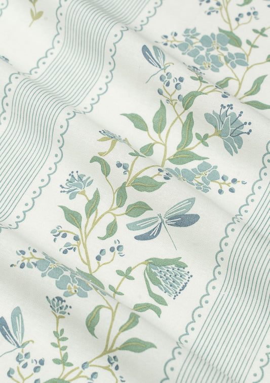 Flutter floral 100% cotton Fabric for living room - Light Reduction - Nile Blue