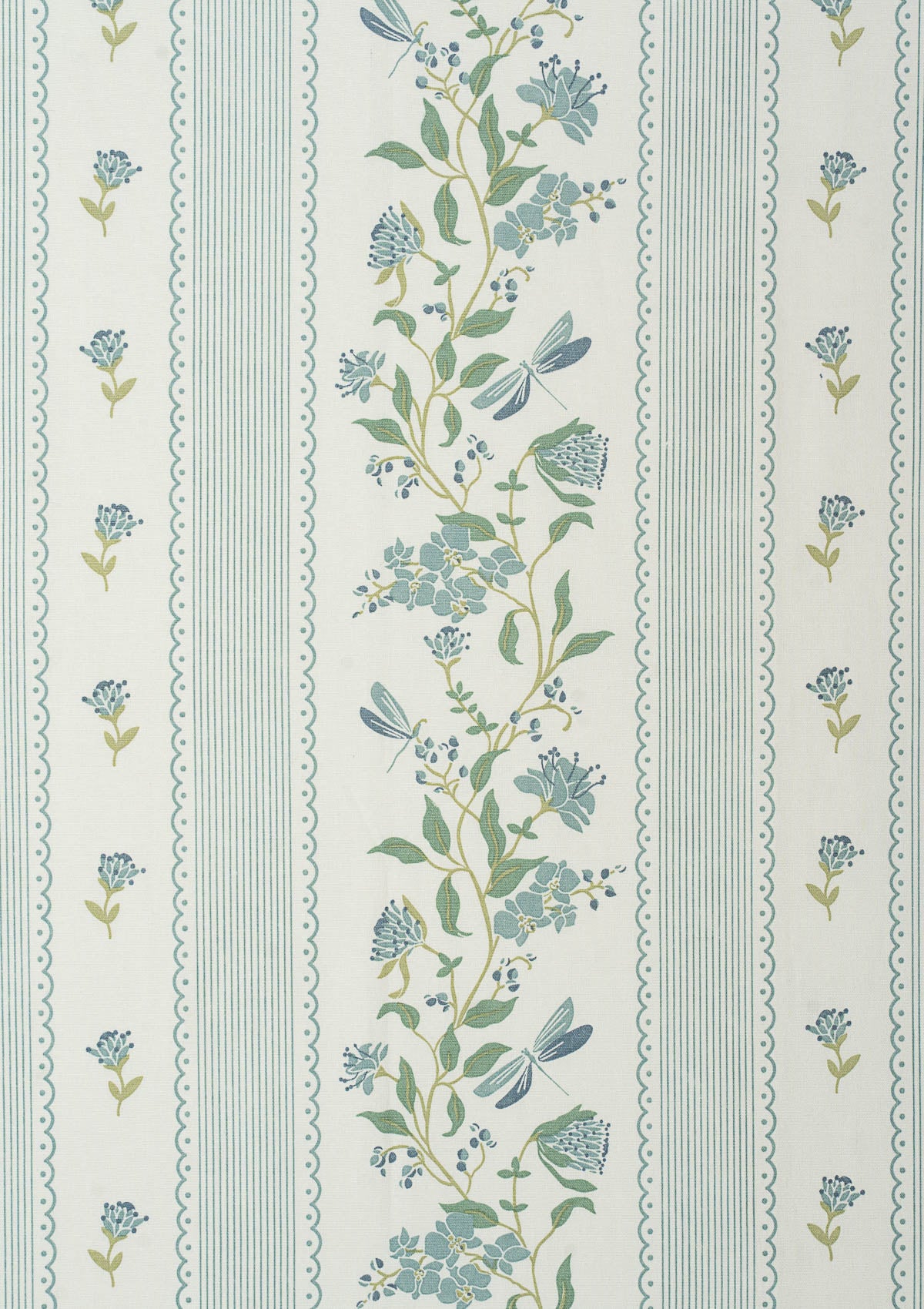 Flutter floral 100% cotton Fabric for living room - Light Reduction - Nile Blue