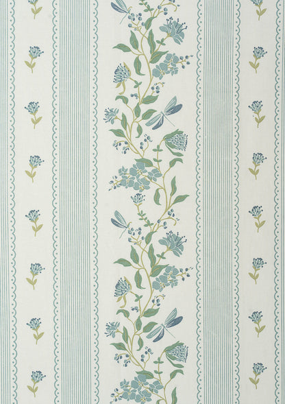 Flutter floral 100% cotton Fabric for living room - Light Reduction - Nile Blue