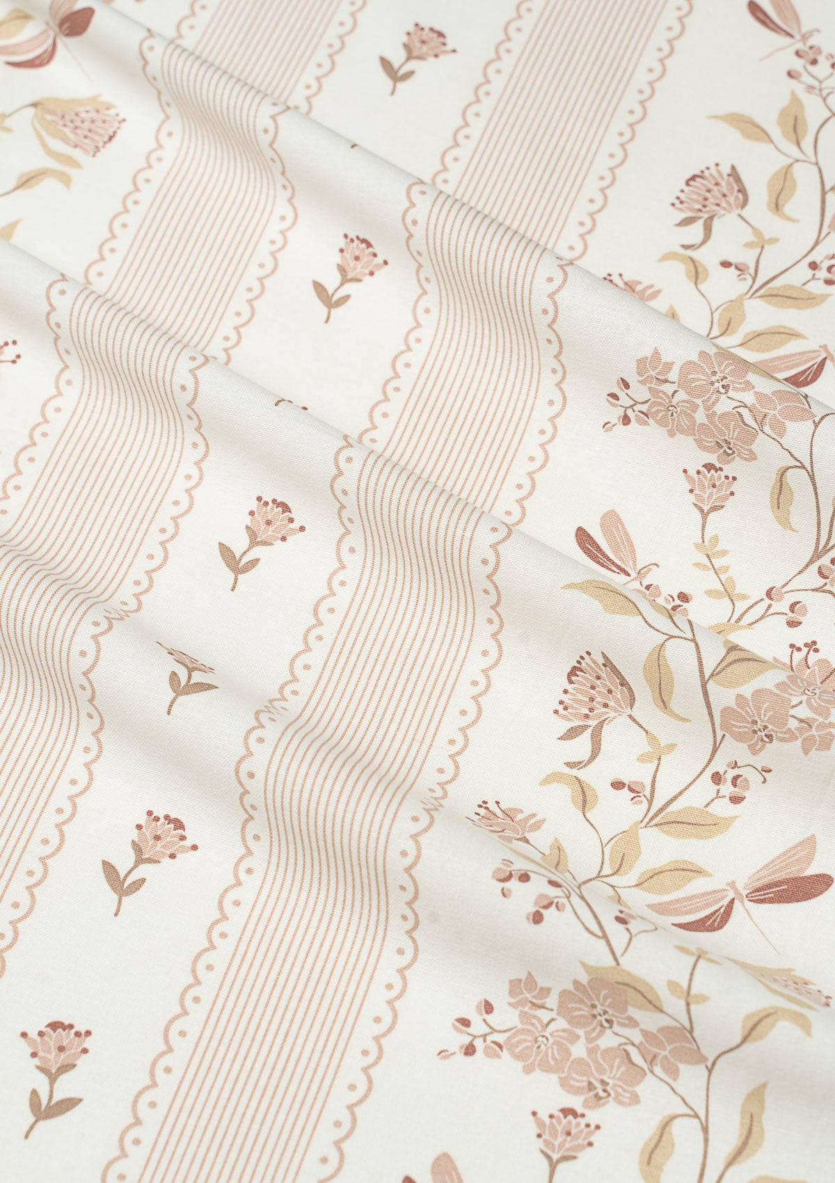 Flutter Pink Printed Cotton Fabric