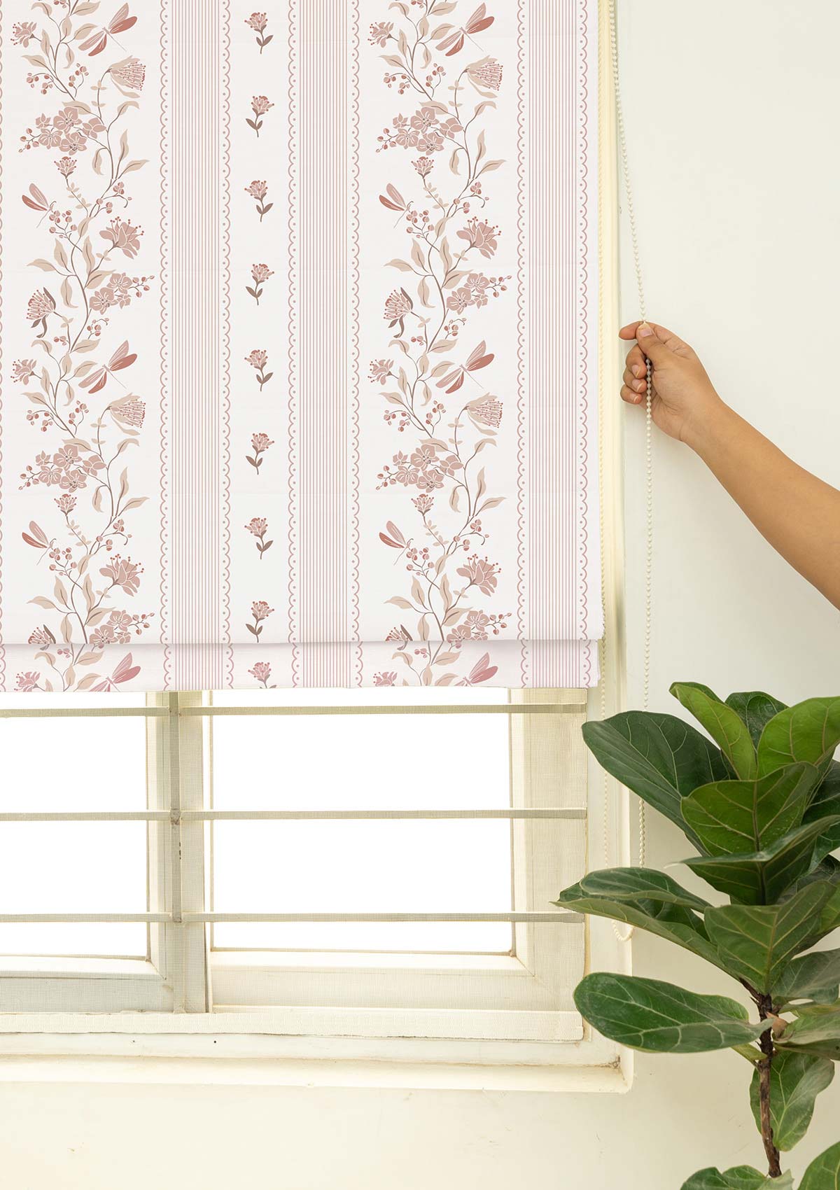 Flutter Pink Printed Cotton Fabric