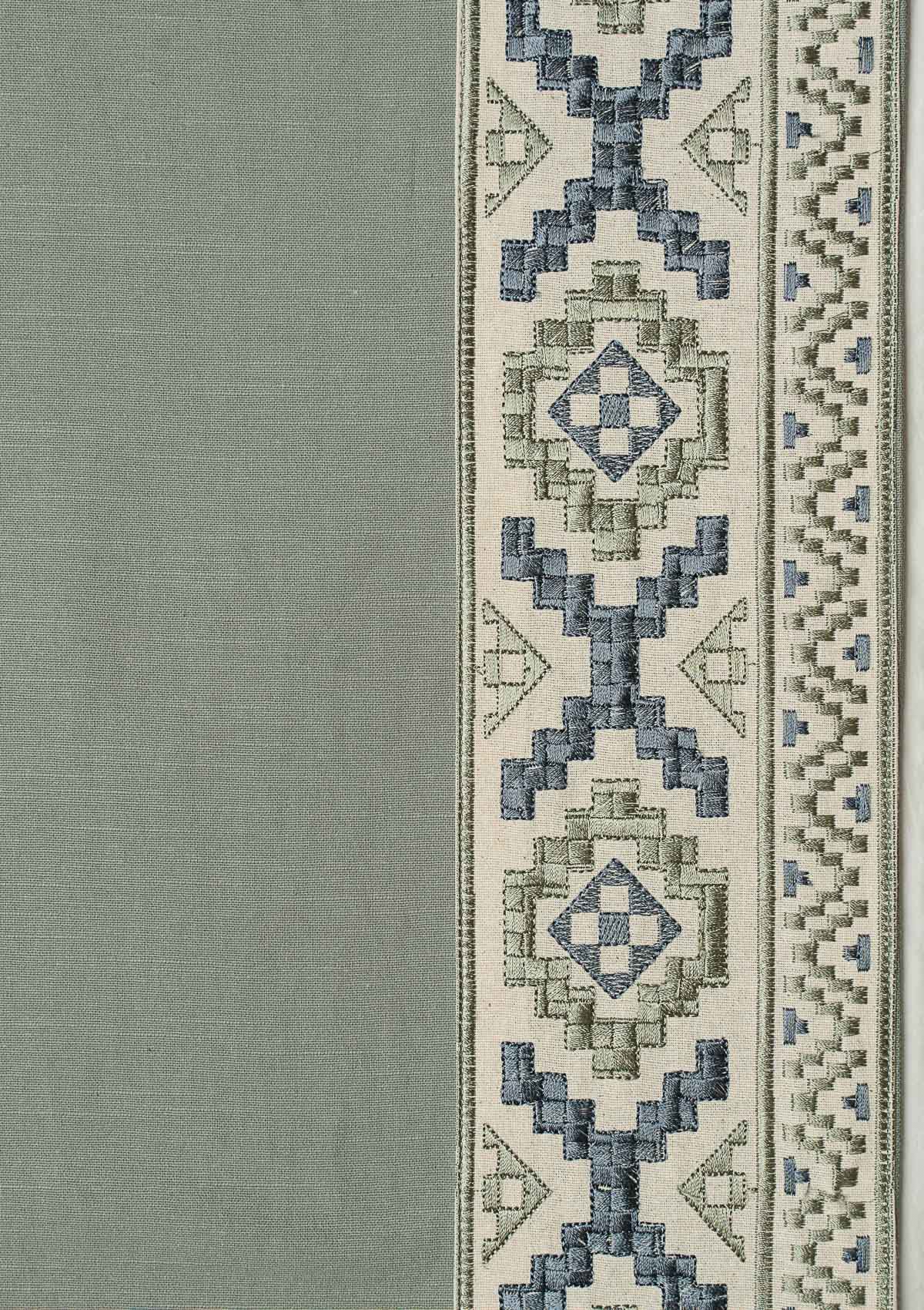 Glen Basil Green Embroidery Trim Fabric